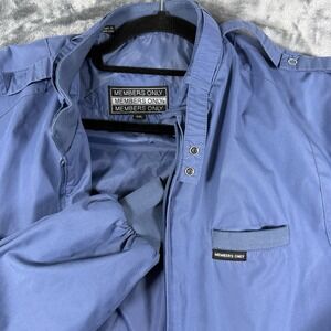 Vintage Members Only Blue Bomber Racing Jacket 44L Stand-Up Collar Full Zip